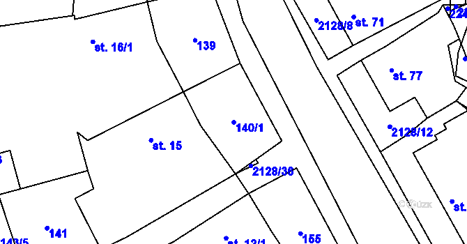 Parcela st. 140/1 v KÚ Bobrůvka, Katastrální mapa