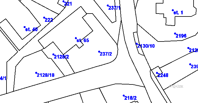 Parcela st. 237/2 v KÚ Bobrůvka, Katastrální mapa