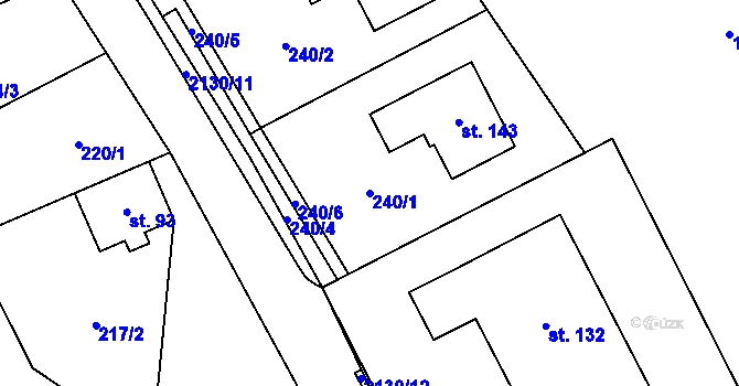 Parcela st. 240/1 v KÚ Bobrůvka, Katastrální mapa