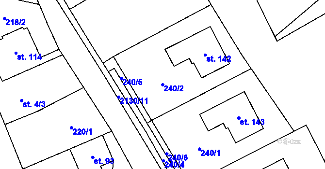 Parcela st. 240/2 v KÚ Bobrůvka, Katastrální mapa