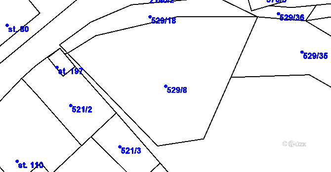 Parcela st. 529/8 v KÚ Bobrůvka, Katastrální mapa