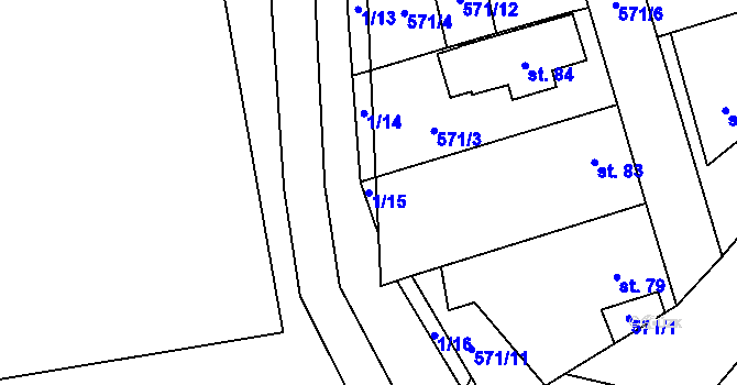 Parcela st. 1/15 v KÚ Bobrůvka, Katastrální mapa