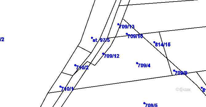 Parcela st. 709/12 v KÚ Bobrůvka, Katastrální mapa