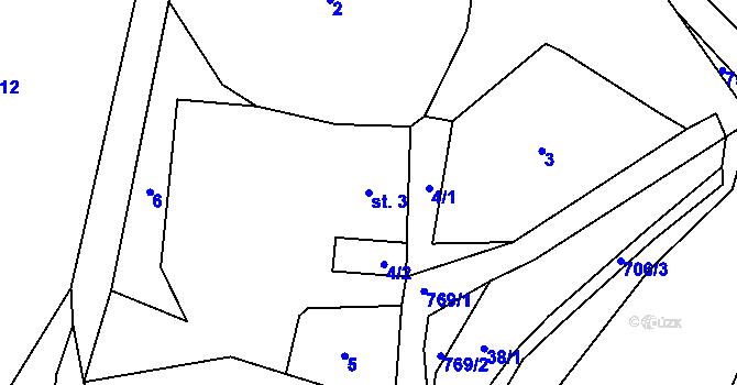 Parcela st. 3 v KÚ Boč, Katastrální mapa