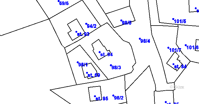 Parcela st. 94 v KÚ Boč, Katastrální mapa