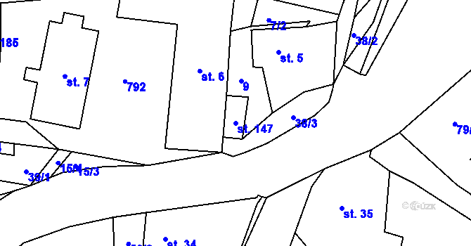 Parcela st. 147 v KÚ Boč, Katastrální mapa