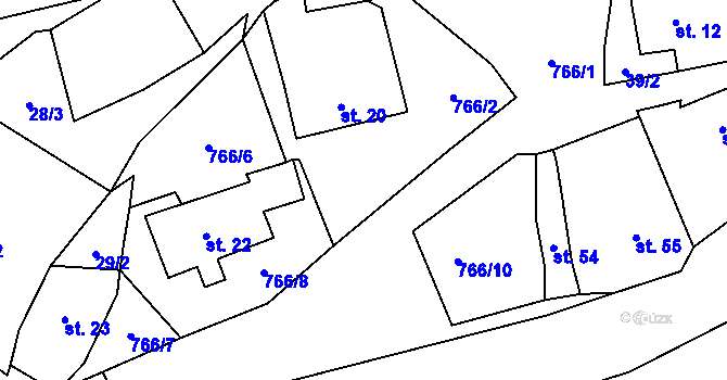 Parcela st. 766/9 v KÚ Boč, Katastrální mapa