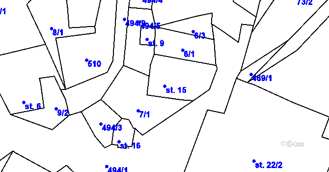 Parcela st. 15 v KÚ Smilov nad Ohří, Katastrální mapa