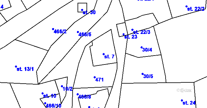 Parcela st. 7 v KÚ Malý Hrzín, Katastrální mapa