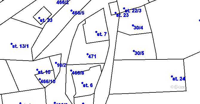 Parcela st. 33 v KÚ Malý Hrzín, Katastrální mapa