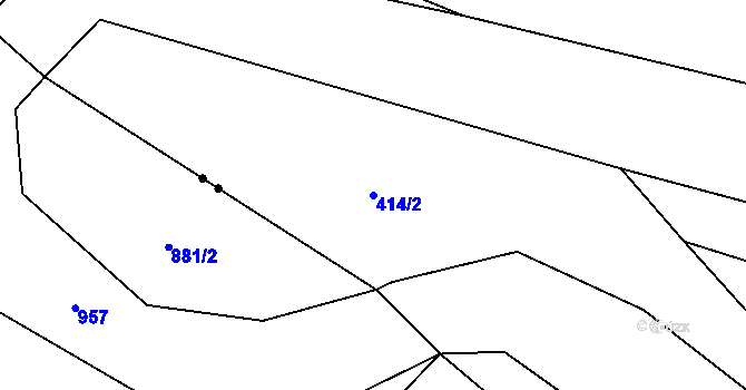Parcela st. 414/2 v KÚ Malý Hrzín, Katastrální mapa