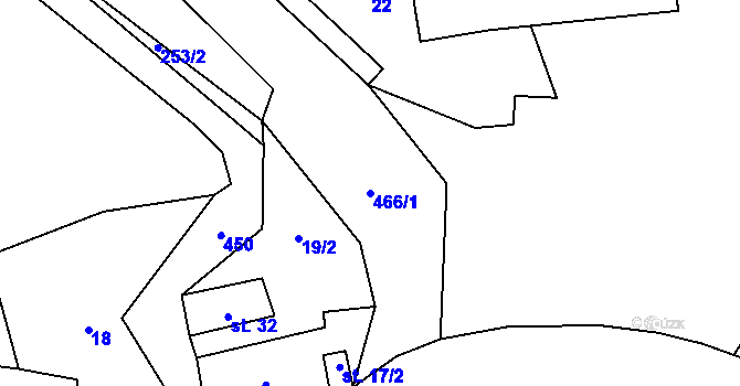 Parcela st. 466/1 v KÚ Malý Hrzín, Katastrální mapa