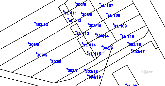 Parcela st. 114 v KÚ Boháňka, Katastrální mapa