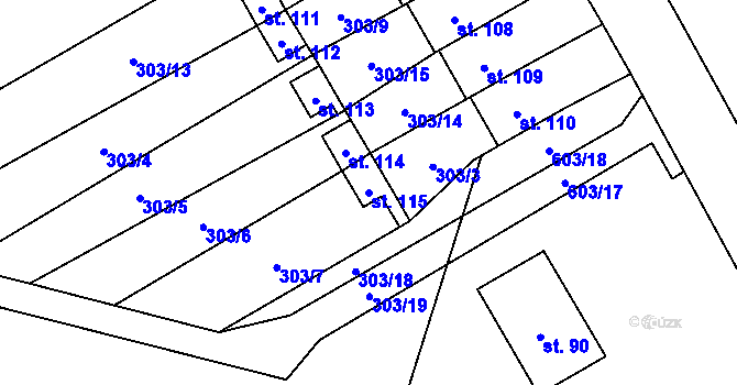 Parcela st. 115 v KÚ Boháňka, Katastrální mapa
