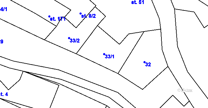 Parcela st. 33/1 v KÚ Boháňka, Katastrální mapa