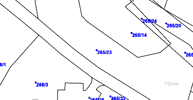 Parcela st. 265/23 v KÚ Boháňka, Katastrální mapa