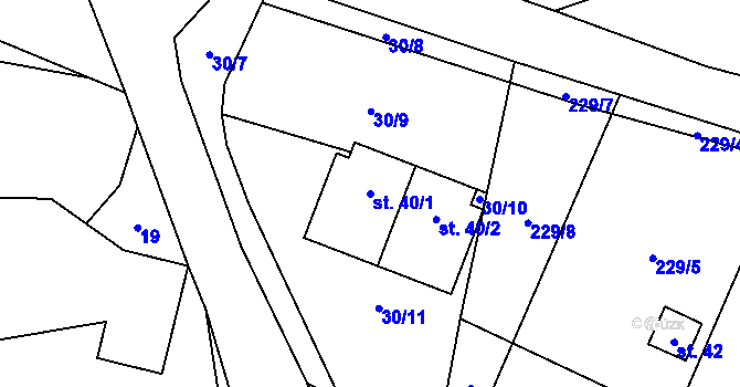 Parcela st. 40/1 v KÚ Chloumek u Hořic, Katastrální mapa