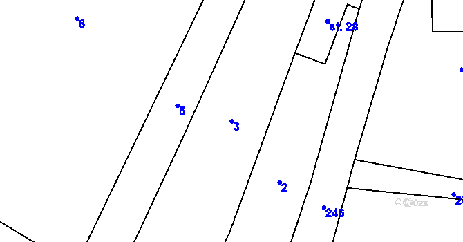 Parcela st. 3 v KÚ Chloumek u Hořic, Katastrální mapa