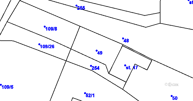 Parcela st. 49 v KÚ Chloumek u Hořic, Katastrální mapa