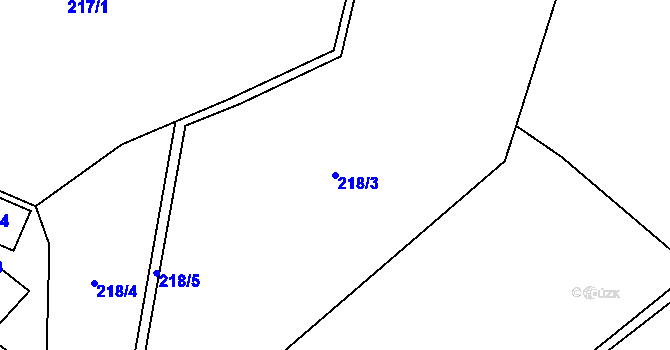 Parcela st. 218/3 v KÚ Chloumek u Hořic, Katastrální mapa
