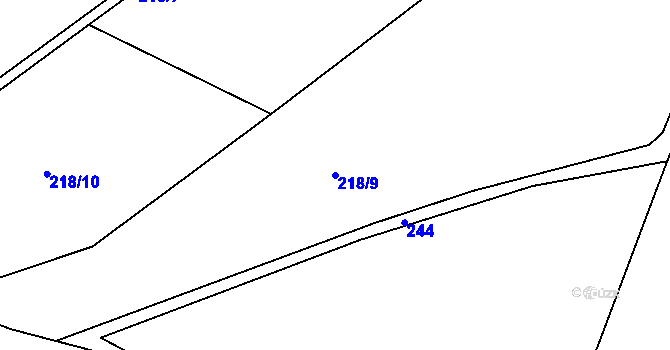 Parcela st. 218/9 v KÚ Chloumek u Hořic, Katastrální mapa