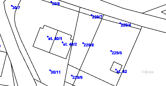 Parcela st. 229/8 v KÚ Chloumek u Hořic, Katastrální mapa