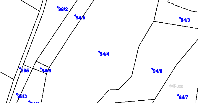 Parcela st. 94/4 v KÚ Chloumek u Hořic, Katastrální mapa
