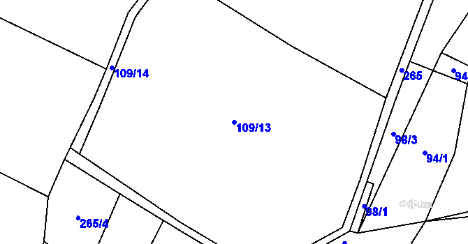 Parcela st. 109/13 v KÚ Chloumek u Hořic, Katastrální mapa