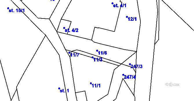 Parcela st. 11/6 v KÚ Chloumek u Hořic, Katastrální mapa