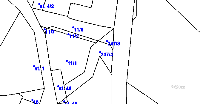 Parcela st. 247/4 v KÚ Chloumek u Hořic, Katastrální mapa