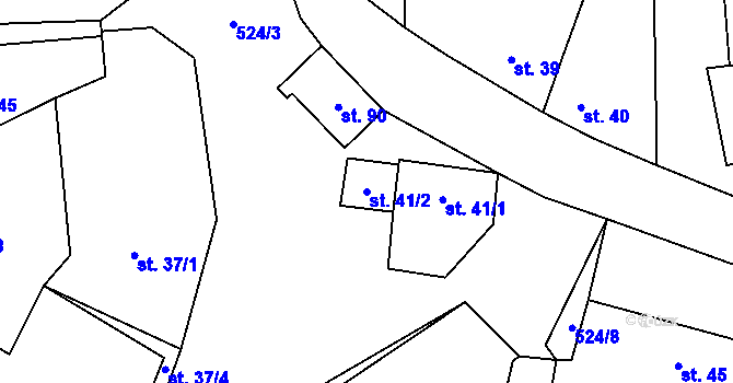 Parcela st. 41/2 v KÚ Boharyně, Katastrální mapa