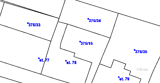 Parcela st. 375/15 v KÚ Boharyně, Katastrální mapa