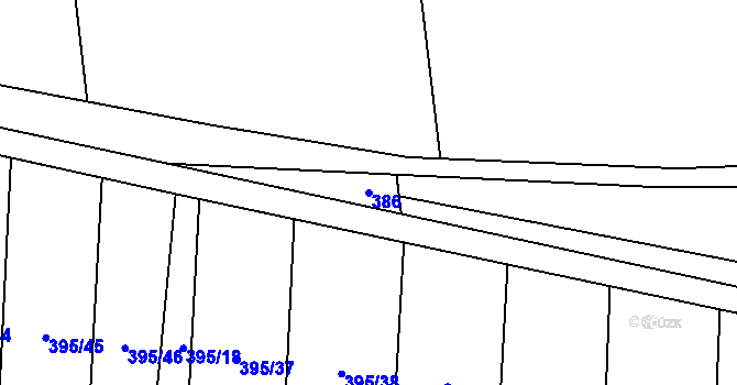 Parcela st. 386 v KÚ Boharyně, Katastrální mapa