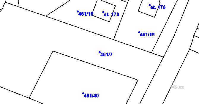 Parcela st. 461/7 v KÚ Boharyně, Katastrální mapa
