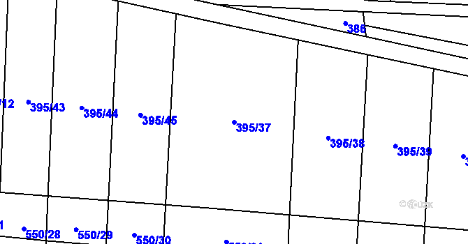 Parcela st. 395/37 v KÚ Boharyně, Katastrální mapa