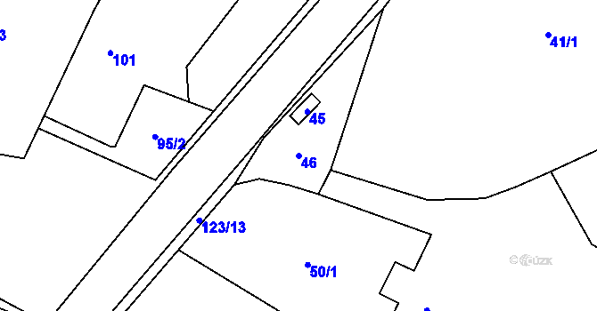 Parcela st. 46 v KÚ Puchlovice, Katastrální mapa