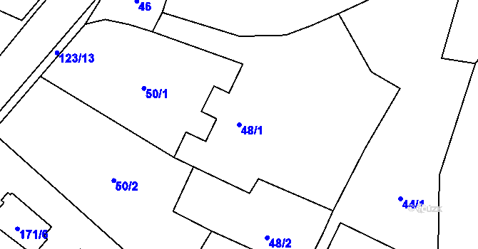 Parcela st. 48/1 v KÚ Puchlovice, Katastrální mapa