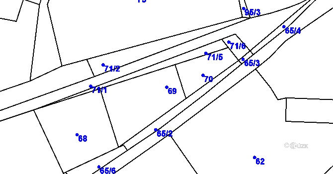 Parcela st. 69 v KÚ Puchlovice, Katastrální mapa