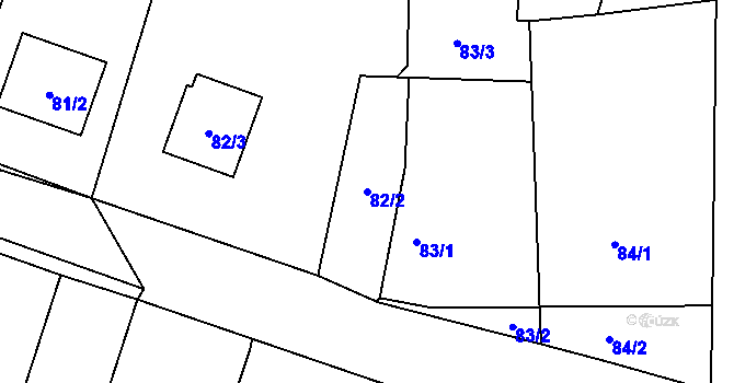 Parcela st. 82/2 v KÚ Puchlovice, Katastrální mapa