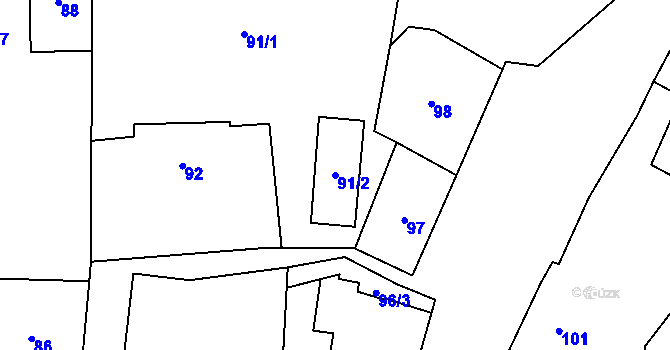 Parcela st. 91/2 v KÚ Puchlovice, Katastrální mapa