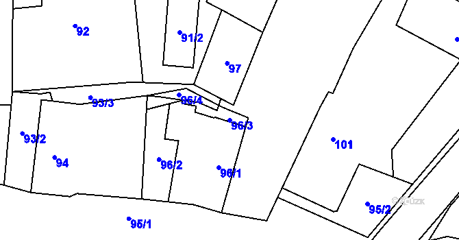 Parcela st. 96/3 v KÚ Puchlovice, Katastrální mapa