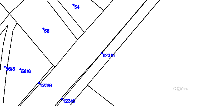 Parcela st. 123/6 v KÚ Puchlovice, Katastrální mapa