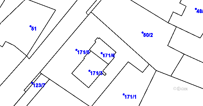 Parcela st. 171/6 v KÚ Puchlovice, Katastrální mapa