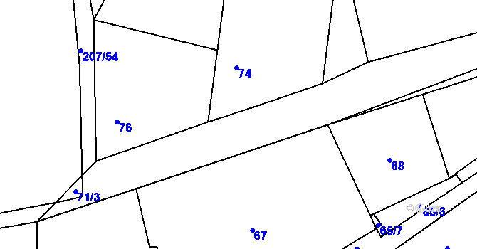Parcela st. 71/4 v KÚ Puchlovice, Katastrální mapa