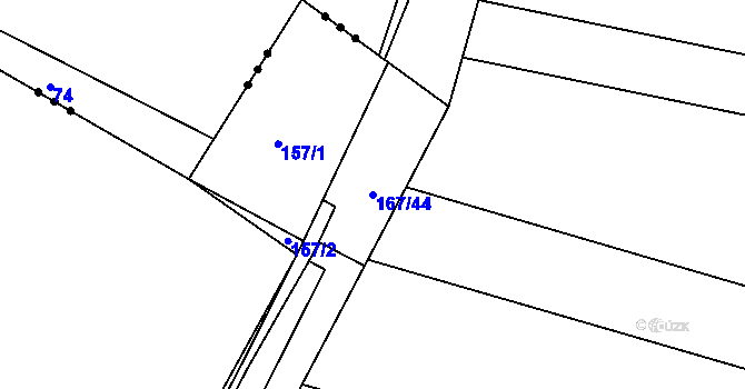 Parcela st. 167/44 v KÚ Puchlovice, Katastrální mapa