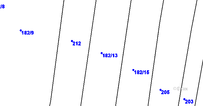 Parcela st. 182/13 v KÚ Puchlovice, Katastrální mapa