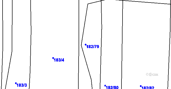 Parcela st. 182/79 v KÚ Puchlovice, Katastrální mapa