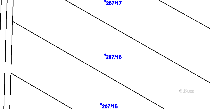 Parcela st. 207/16 v KÚ Puchlovice, Katastrální mapa