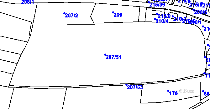 Parcela st. 207/51 v KÚ Puchlovice, Katastrální mapa