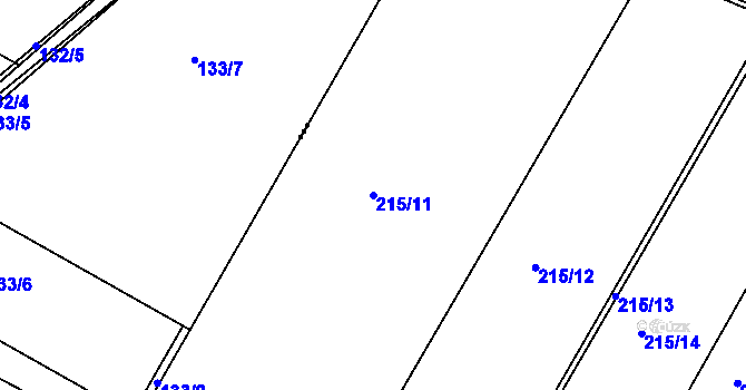 Parcela st. 215/11 v KÚ Puchlovice, Katastrální mapa